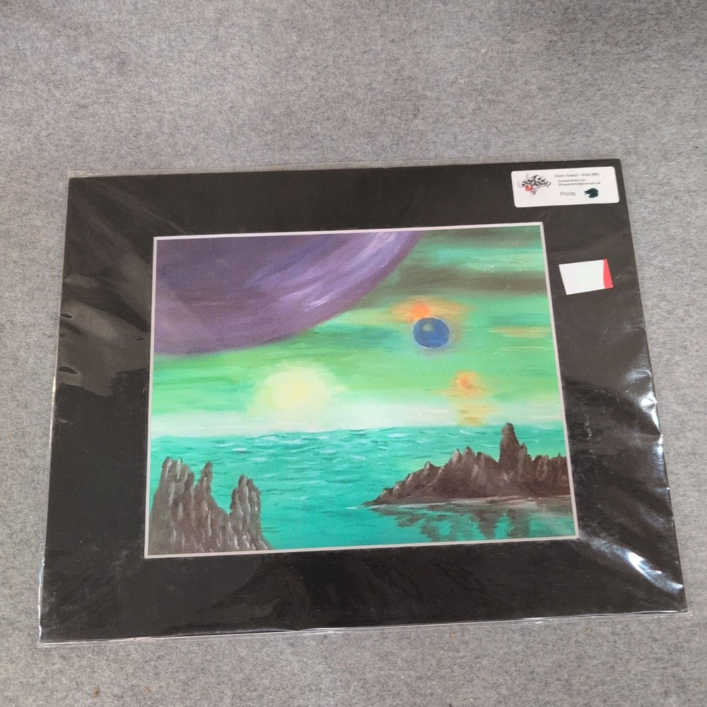 Sherri Howard Sci-Fi Landscape Art Print Matted Space Planet Seascape - Picture 1 of 4